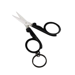 munkees mini folding scissors keychain - stainless steel portable & foldable travel cutter pocket key ring - small key chain, scissor tool for crafting, emergency, survival, camping & outdoors