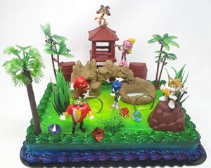 sonic the hedgehog deluxe cake topper set with sonic and friends (unique design)