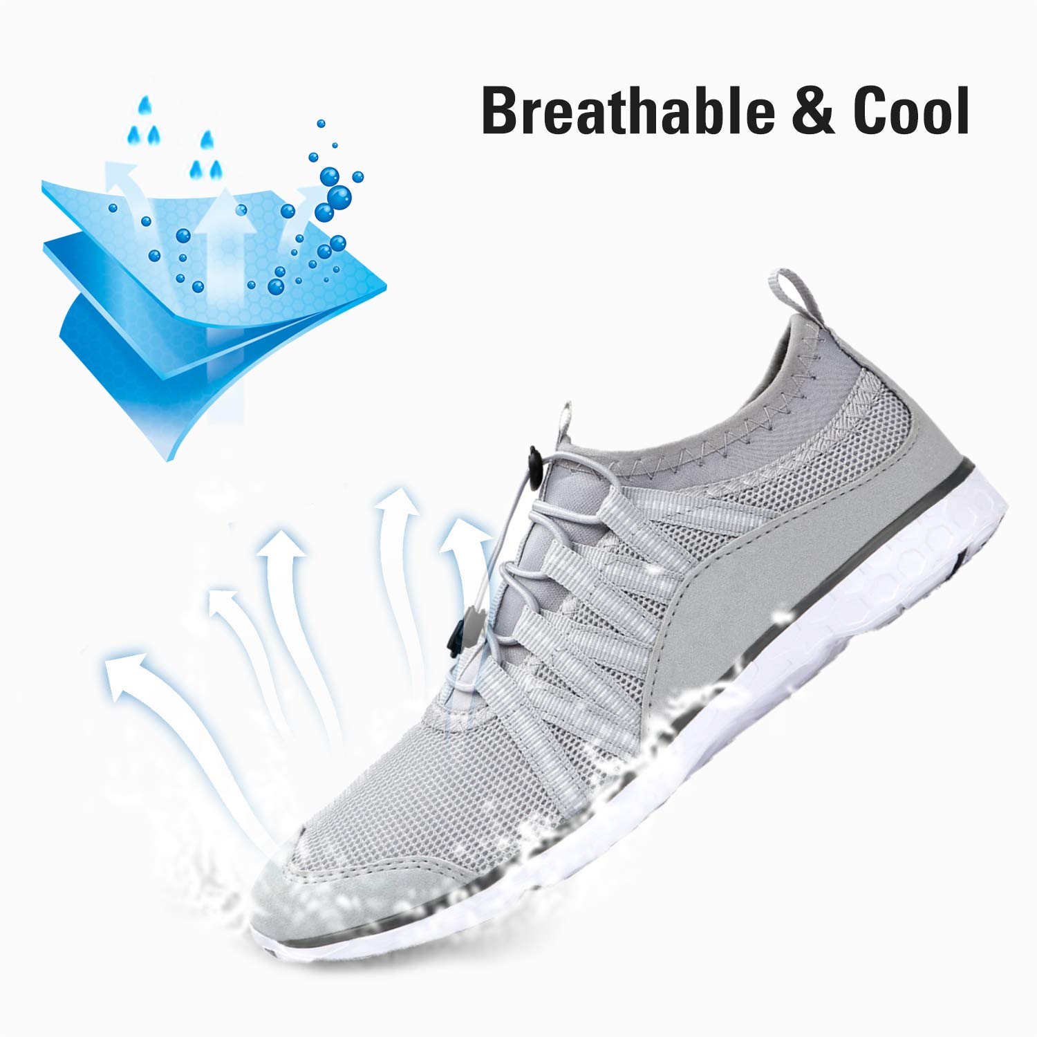 Summer Outdoor Water Shoes Beach Swim Aqua Water Shoes Socks for Women Men Surf Yoga Beach Walking Grey/White 44 EU