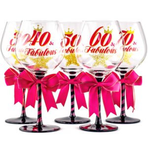 SAY HO UM 40 and Fabulous Birthday Wine Glass for Women | Fun Gift for Woman Turning Forty Years Old | Mom, Best Friend, Aunt, Sister, Cousin, Co-Worker | Big 23 oz, 8.8 Inch Tall Wine Glass