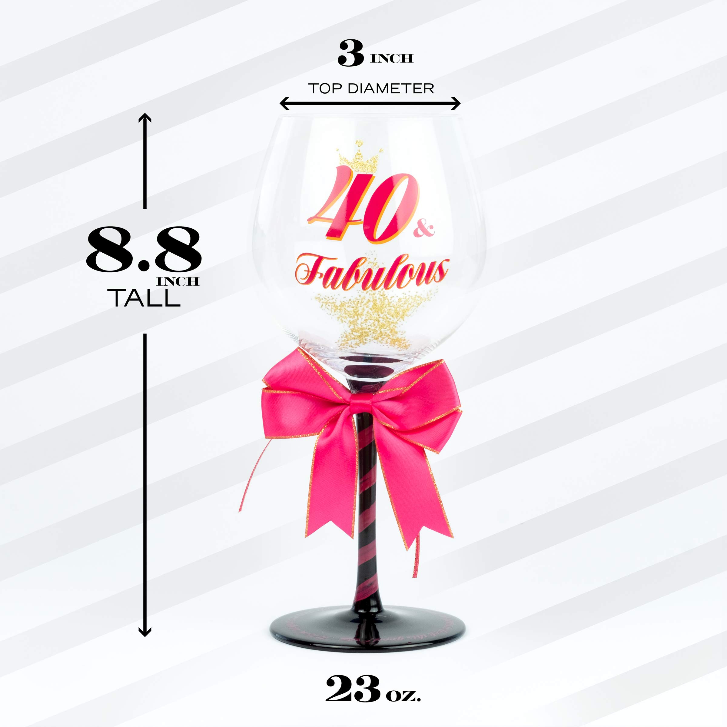 SAY HO UM 40 and Fabulous Birthday Wine Glass for Women | Fun Gift for Woman Turning Forty Years Old | Mom, Best Friend, Aunt, Sister, Cousin, Co-Worker | Big 23 oz, 8.8 Inch Tall Wine Glass