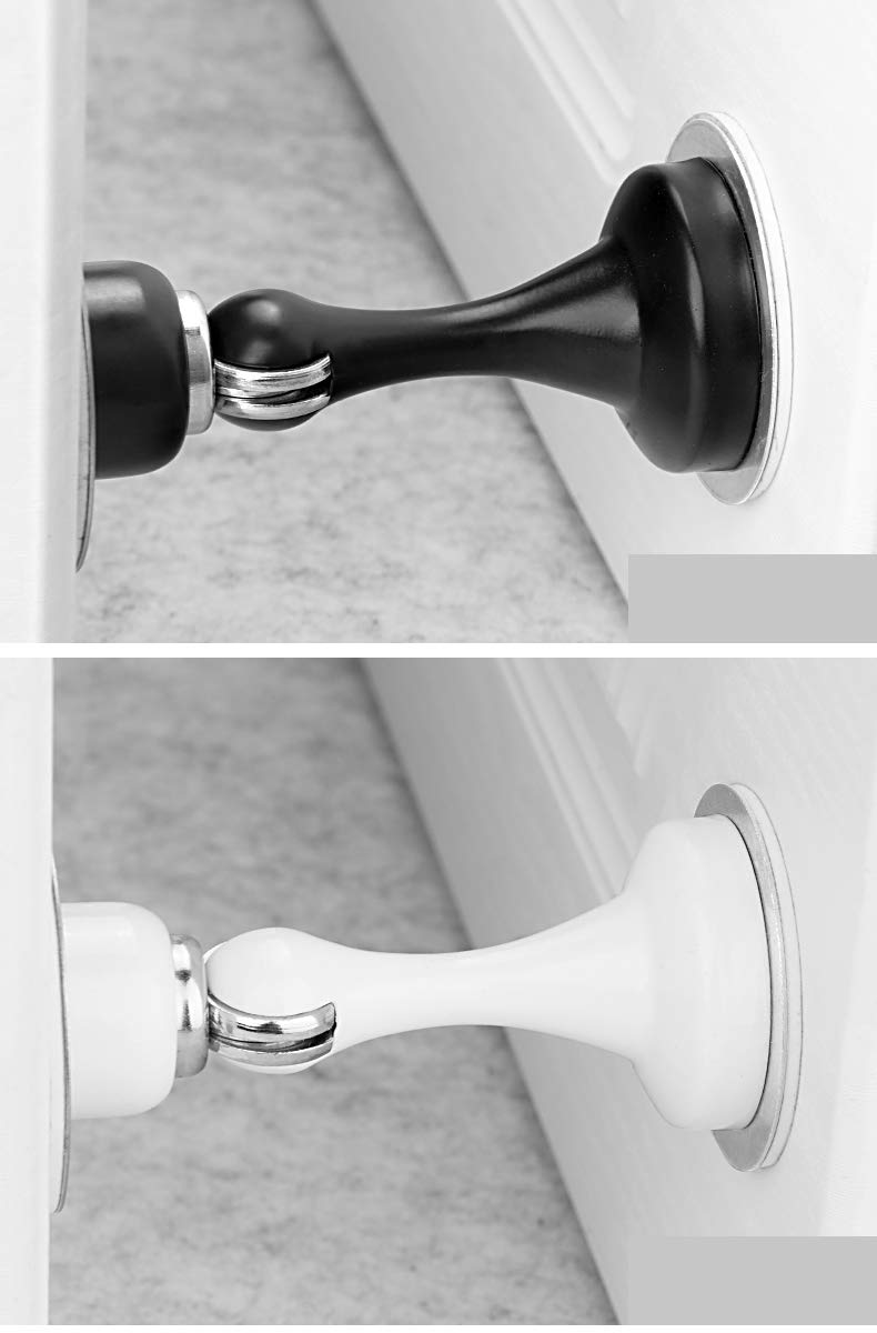 Door Stopper,Magnetic Door Stop,Stainless Steel Door Catch,Double-Sided Adhesive Tape No Need to Drill. Better Protection for Walls (Black)