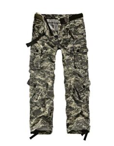 leward men's wild cotton casual military army cargo camo combat work cargo hiking pants with 8 pocket (digital 1, 34)