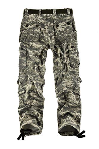 Leward Men's Wild Cotton Casual Military Army Cargo Camo Combat Work Cargo Hiking Pants with 8 Pocket (Digital 1, 34)