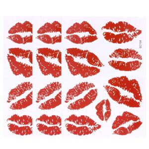 lurrose 6pcs red lips temporary tattoo stickers water-proof face stickers body decorations stickers for girls kids