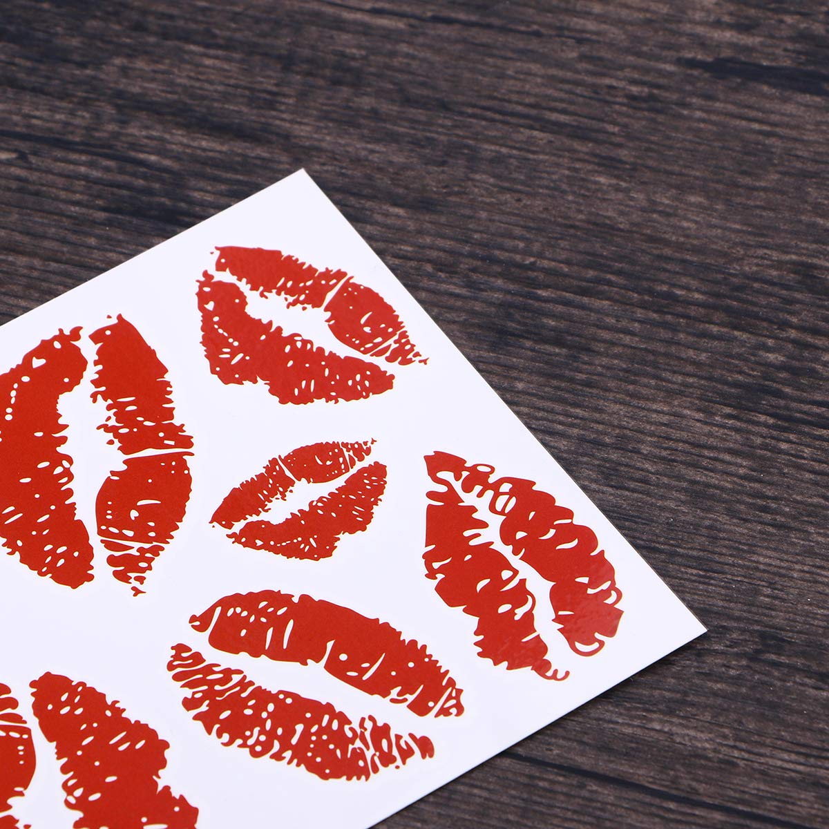 Lurrose 6pcs Red Lips Temporary Tattoo Stickers Water-proof Face Stickers Body Decorations Stickers for Girls Kids