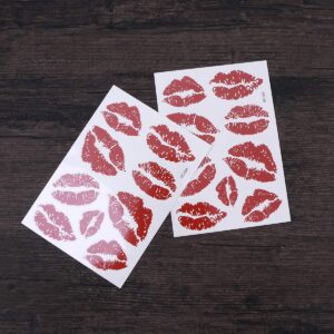 Lurrose 6pcs Red Lips Temporary Tattoo Stickers Water-proof Face Stickers Body Decorations Stickers for Girls Kids