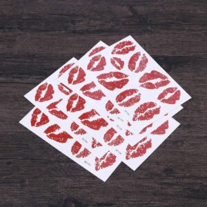 Lurrose 6pcs Red Lips Temporary Tattoo Stickers Water-proof Face Stickers Body Decorations Stickers for Girls Kids