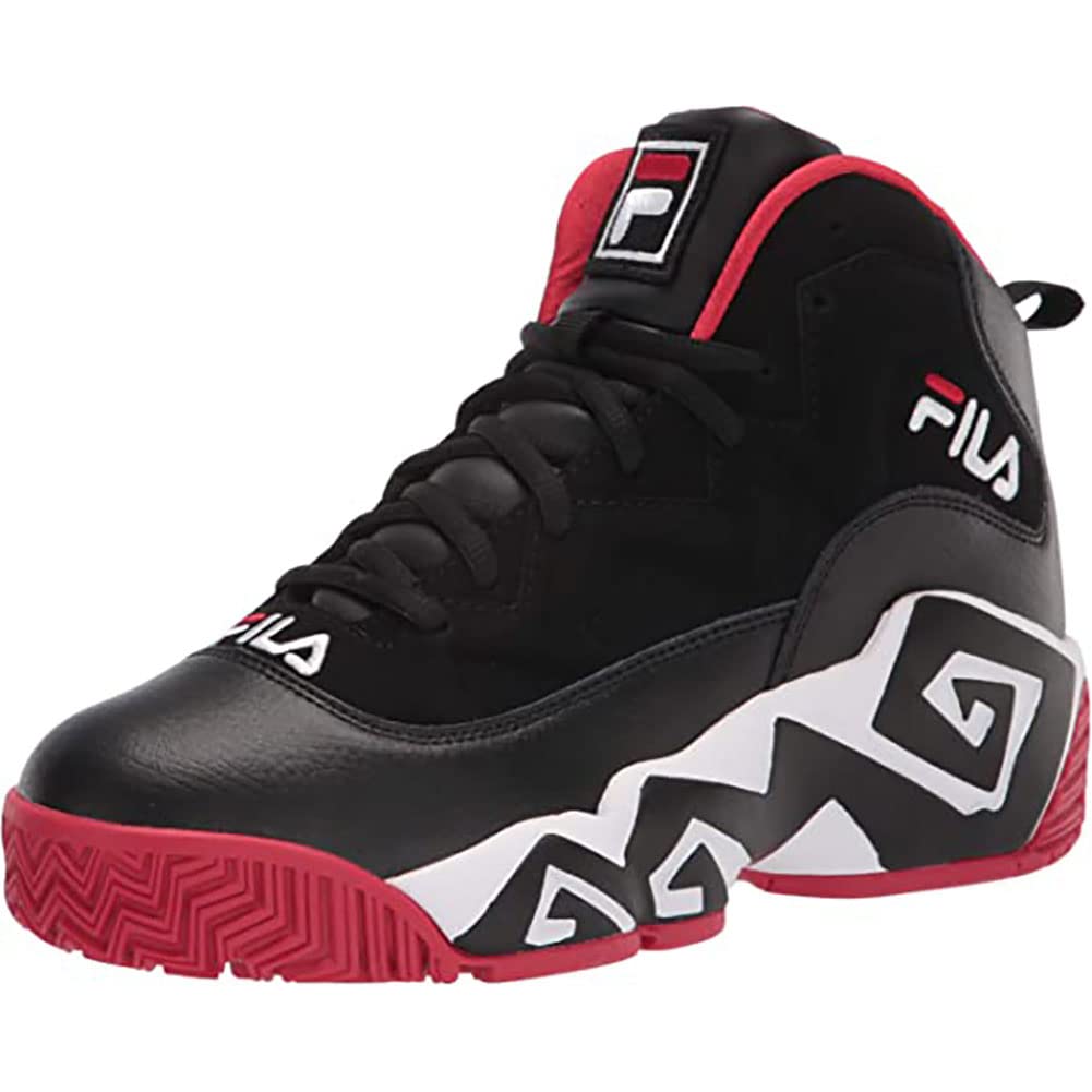 Fila Men's Mb GID Lightweight Padded Comfortable Fashion Sneakers, Black/White Red, 10