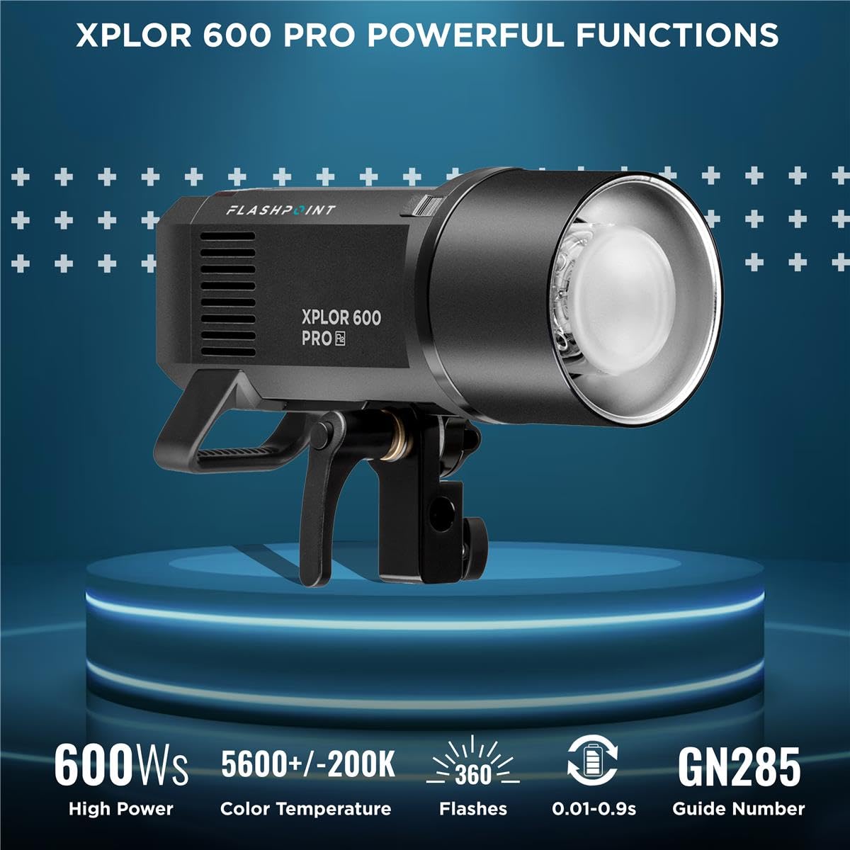 Flashpoint XPLOR 600 PRO Li-ion Battery-Powered HSS Strobe Light with Built-in R2 2.4GHz, Bowens Mount 600w Wireless Monolight with 360 Full-Power Flashes for Outdoor Strobe Light Photography