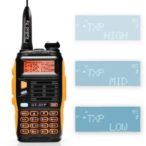baofeng high power ham radio handheld gt-3tp mark iii, dual band 8w two way radio, long range rechargeable walkie talkies with car charger, black