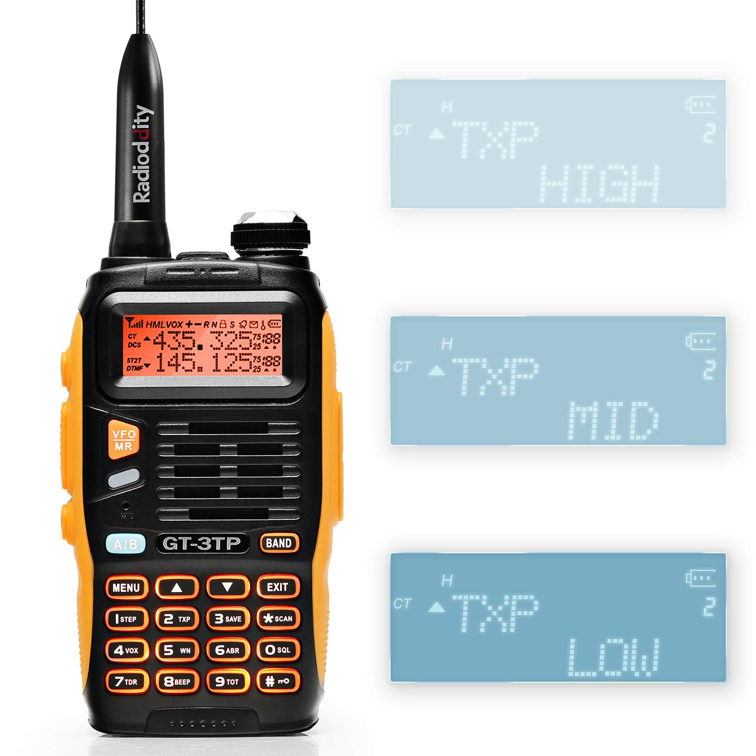 BAOFENG High Power Ham Radio Handheld GT-3TP Mark III, Dual Band 8W Two Way Radio, Long Range Rechargeable Walkie talkies with Car Charger, Black