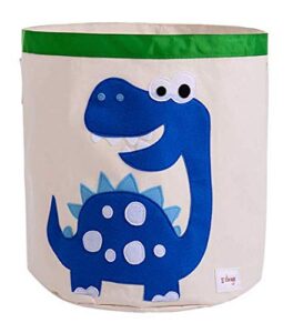 collapsible canvas storage basket or bin toy organizer for kids playroom, clothes, children books, stuffed animal (blue dinosaur)