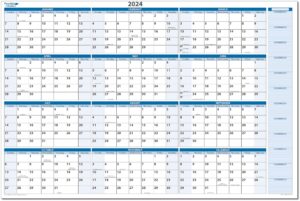 sky blue 2024 dry-erasable wall calendars 24 x 36 - ma (2024) - 24h36bm - with next year planning area
