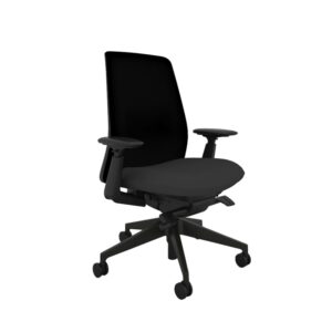 haworth soji office chair with ergonomic adjustments and lumbar support, flexible mesh back (carbon)
