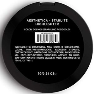 Aesthetica Starlite Highlighter - Metallic Shimmer Highlighting Makeup Powder - Cosmos (Sparkling Rose Gold)