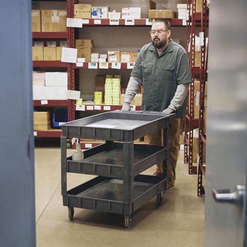 Ironton 500-Lb. Capacity 3 Tray Utility Cart, Maintenance-Free Structural Foam Construction Cargo Pushcart, Scratch Resistant, Easy to Clean Service Cart, 46 3/5in.W x 25 2/5in.D x 32 7/10in.H