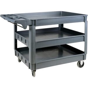 Ironton 500-Lb. Capacity 3 Tray Utility Cart, Maintenance-Free Structural Foam Construction Cargo Pushcart, Scratch Resistant, Easy to Clean Service Cart, 46 3/5in.W x 25 2/5in.D x 32 7/10in.H