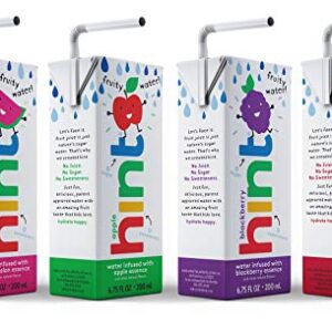 Hint Kids Water Variety Pack of 32, 6.75 Ounce 8 Boxes, Each of: Cherry, Watermelon, Apple, & Blackberry, Zero Sugar, Zero Sweeteners, Zero Preservatives, Zero Artificial Flavors
