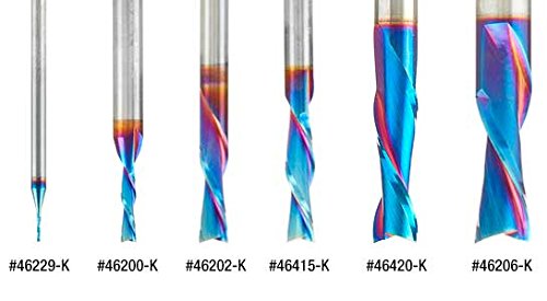 Amana Tool 46211-K Solid Carbide Spiral Plunge Router Bit Down Cut 5mm Dia x 3/4 x 1/4 Inch Shank, Spektra Extreme Tool Life Coated