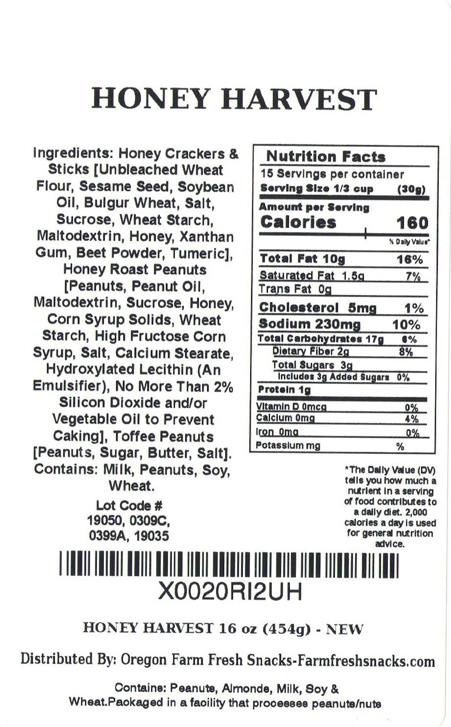 Oregon Farm Fresh Snacks Honey Roasted Nuts and Crackers Mix - Locally Made Honey Roasted Sesame Sticks and Nuts Mix - Enjoy The Perfect Mix of Sweet & Salty - Honey Roasted Mixed Nuts (16oz)