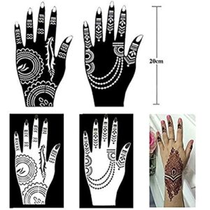 XMASIR Henna Tattoo Stencil Kit/Temporary Tattoo Template Set of 20 Sheets, Indian Arabian Tattoo Stickers Mehndi Stencils for Hand Body Art