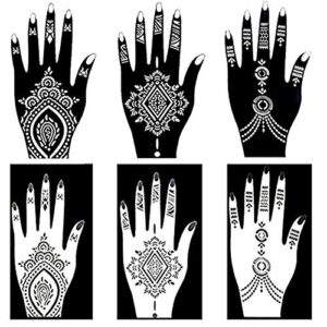 XMASIR Henna Tattoo Stencil Kit/Temporary Tattoo Template Set of 20 Sheets, Indian Arabian Tattoo Stickers Mehndi Stencils for Hand Body Art