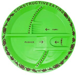 constructive eating dinosaur plate for toddlers, infants, babies and kids - flatware toys are made in the usa using materials tested for safety