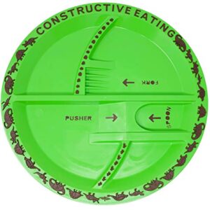 Constructive Eating Dinosaur Plate for Toddlers, Infants, Babies and Kids - Flatware Toys are Made in The USA Using Materials Tested for Safety