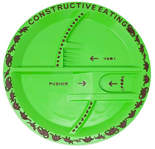 Constructive Eating Dinosaur Plate for Toddlers, Infants, Babies and Kids - Flatware Toys are Made in The USA Using Materials Tested for Safety