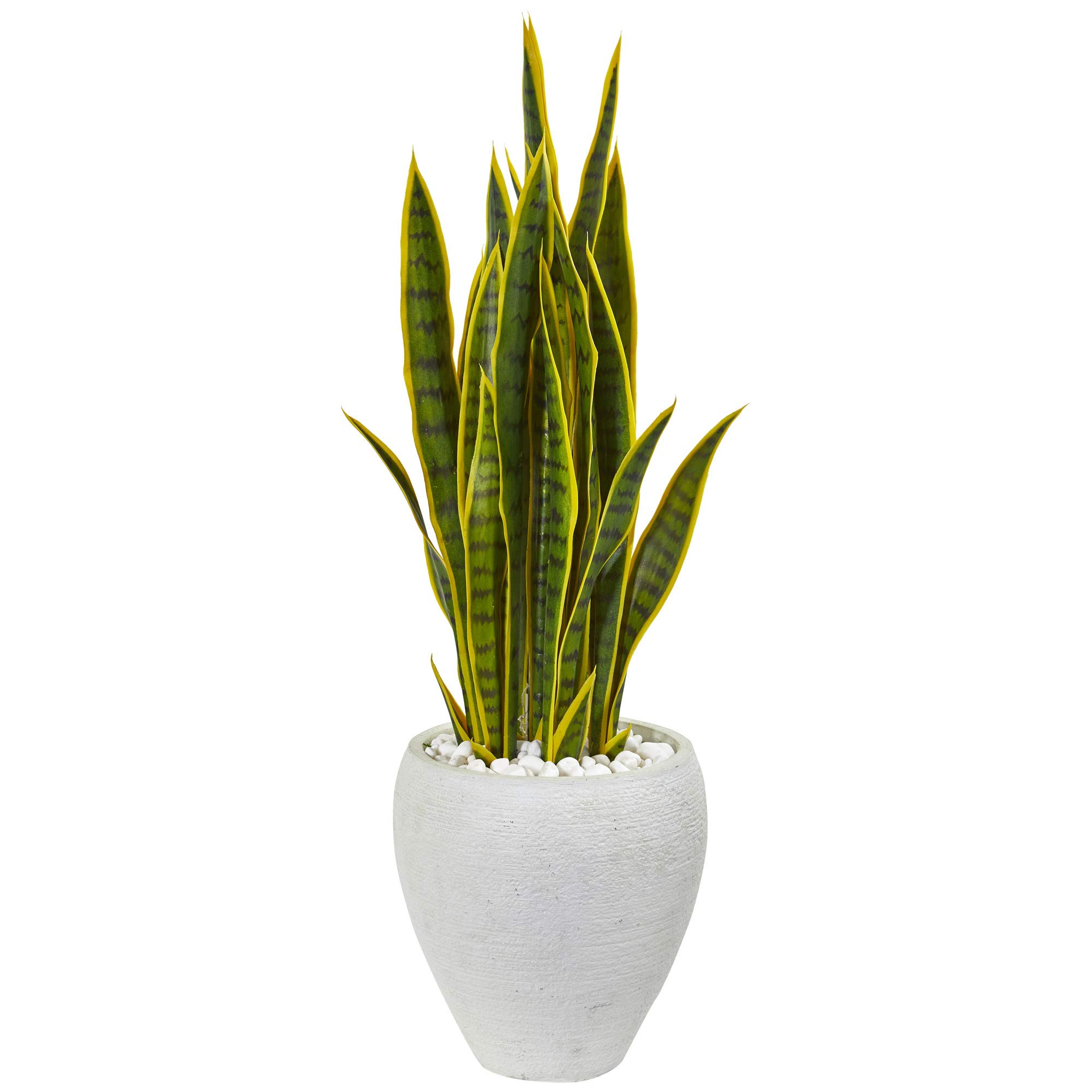 Nearly Natural 33in. Sansevieria Artificial Plant in White Planter