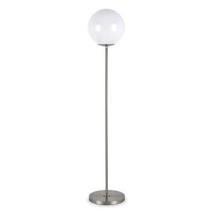 theia globe & stem floor lamp with plastic shade in brushed nickel/white