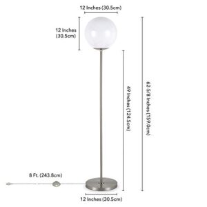 Theia Globe & Stem Floor Lamp with Plastic Shade in Brushed Nickel/White