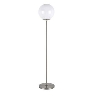 Theia Globe & Stem Floor Lamp with Plastic Shade in Brushed Nickel/White