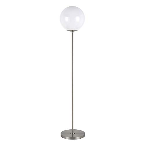 Theia Globe & Stem Floor Lamp with Plastic Shade in Brushed Nickel/White