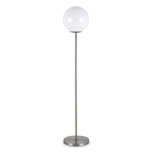 Theia Globe & Stem Floor Lamp with Plastic Shade in Brushed Nickel/White