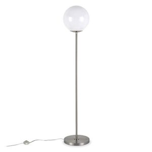 Theia Globe & Stem Floor Lamp with Plastic Shade in Brushed Nickel/White