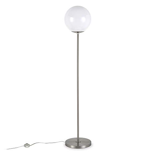 Theia Globe & Stem Floor Lamp with Plastic Shade in Brushed Nickel/White