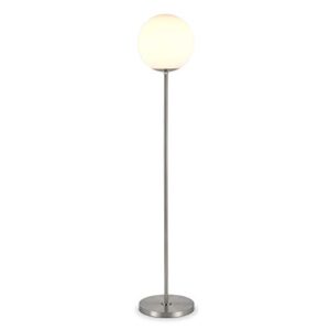 Theia Globe & Stem Floor Lamp with Plastic Shade in Brushed Nickel/White