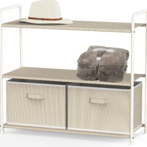 Simple Houseware 3-Tier Closet Storage with 2 Drawers, Beige