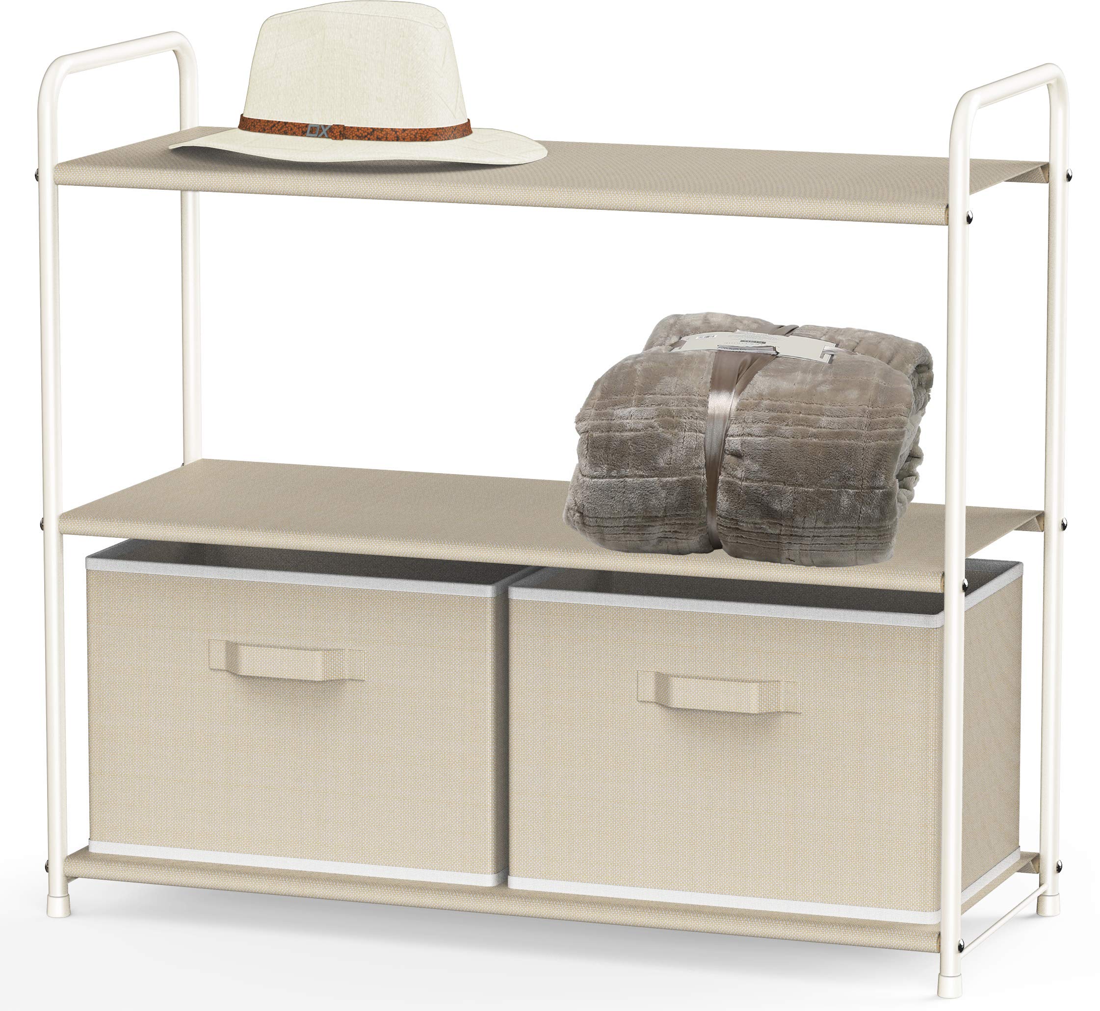 Simple Houseware 3-Tier Closet Storage with 2 Drawers, Beige