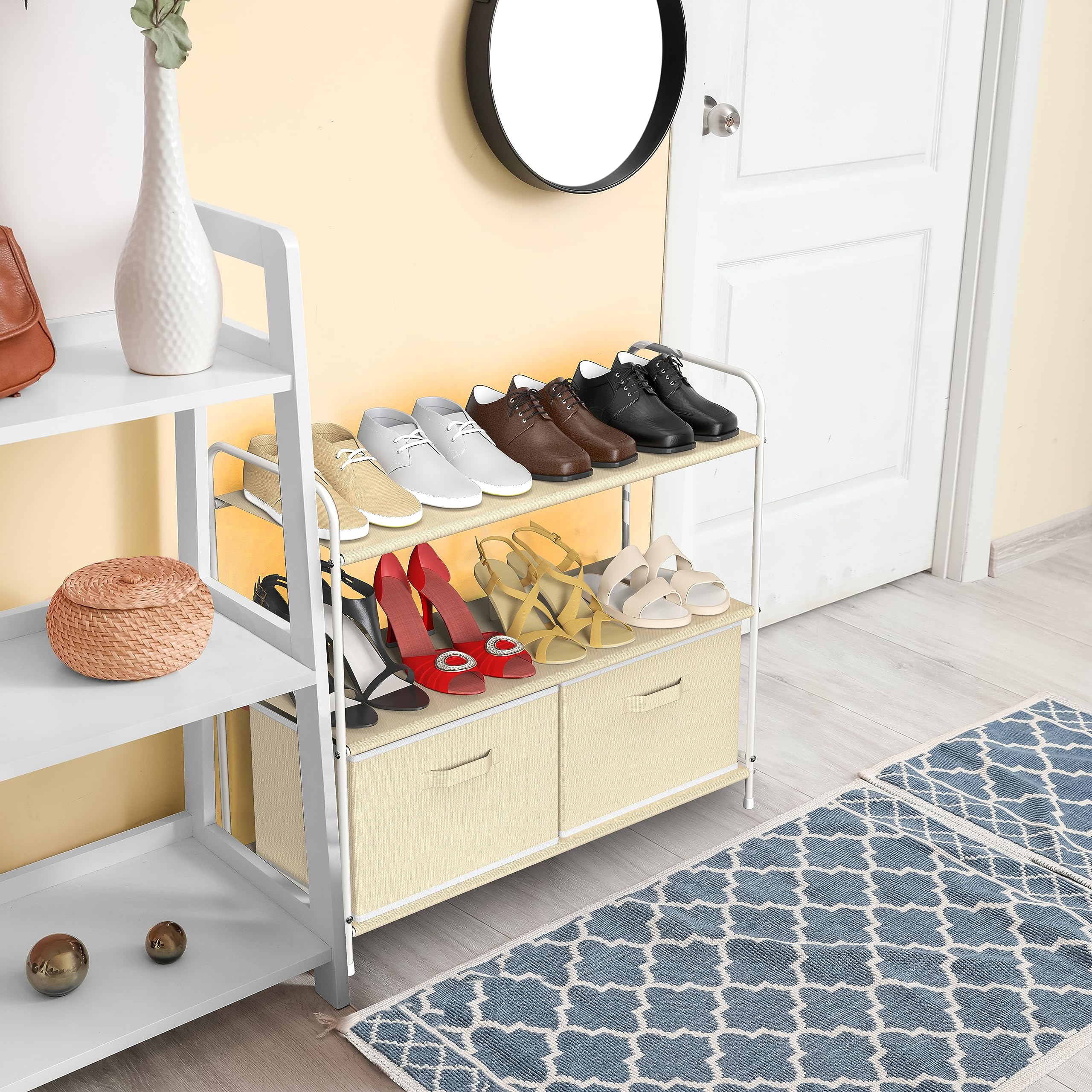 Simple Houseware 3-Tier Closet Storage with 2 Drawers, Beige