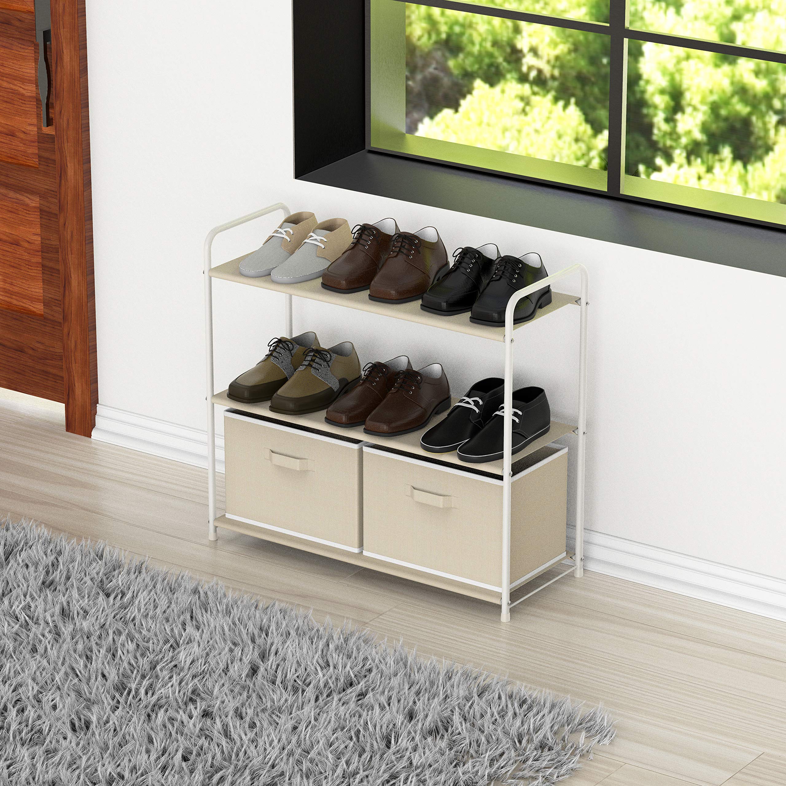 Simple Houseware 3-Tier Closet Storage with 2 Drawers, Beige