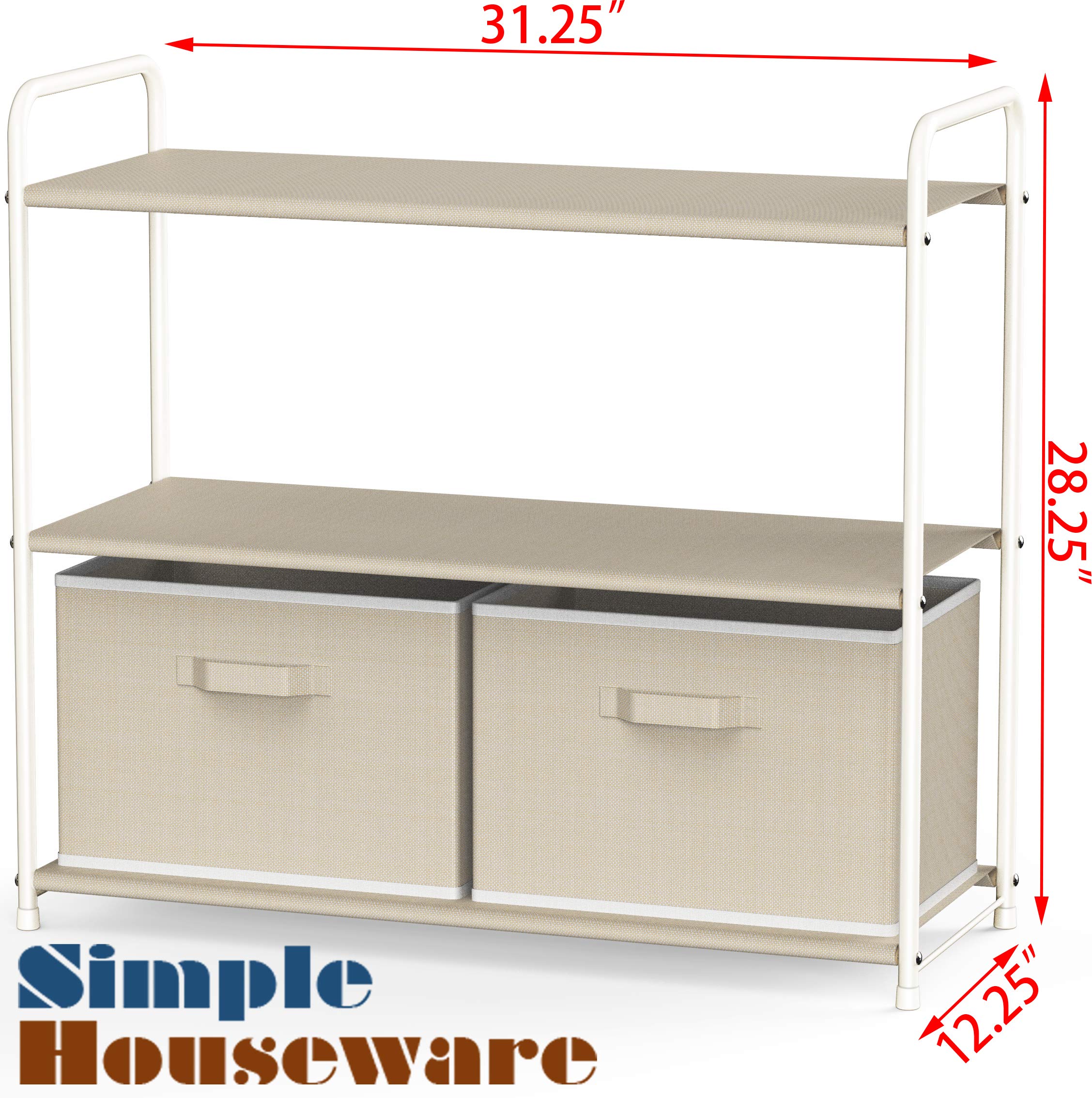 Simple Houseware 3-Tier Closet Storage with 2 Drawers, Beige