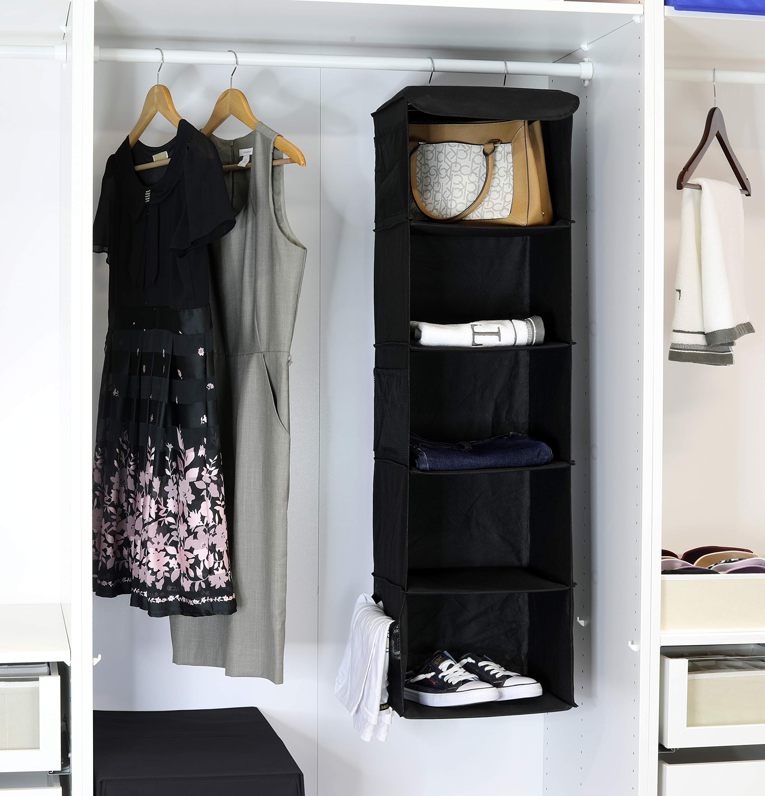 Simple Houseware 5 Shelves Hanging Closet Organizer, Black