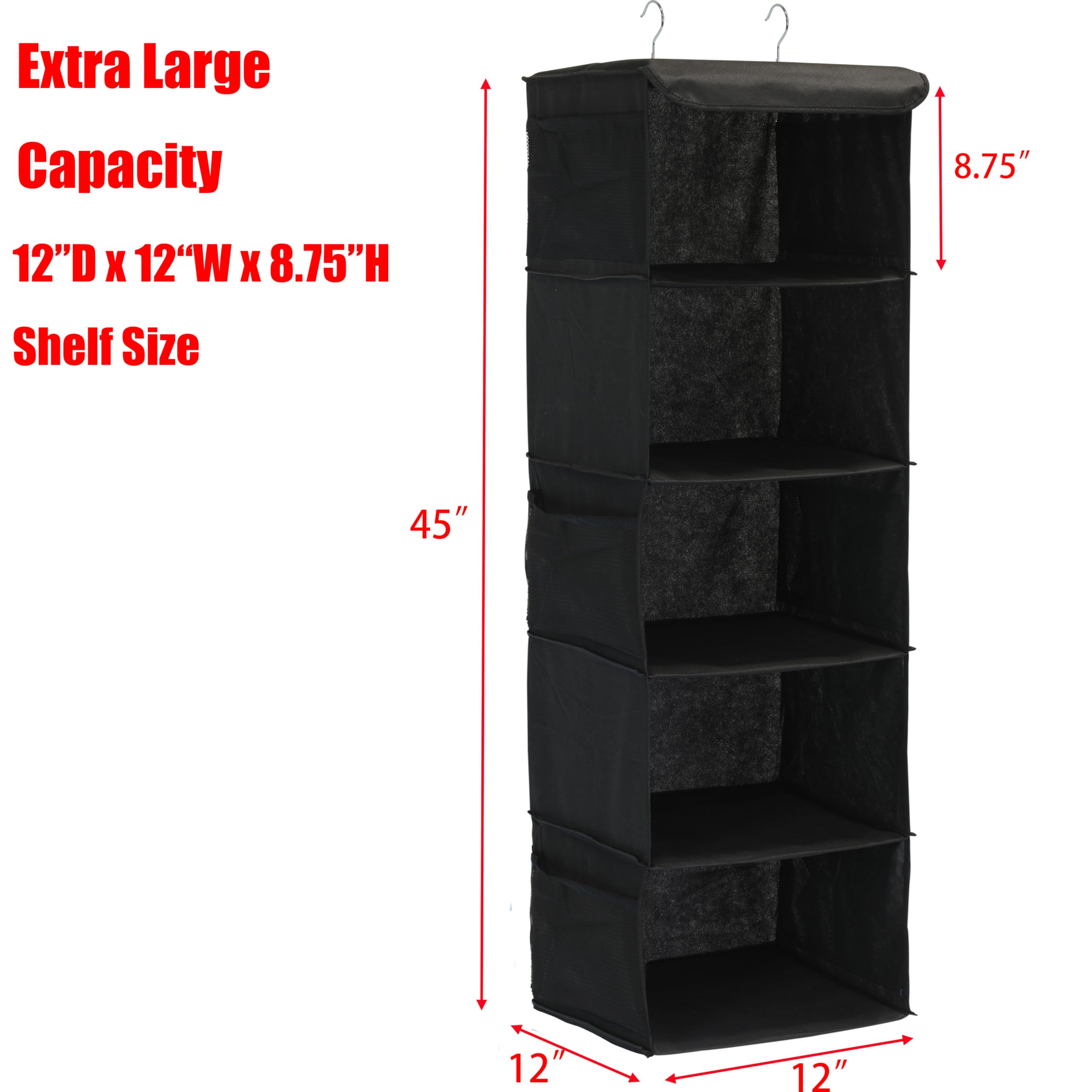 Simple Houseware 5 Shelves Hanging Closet Organizer, Black