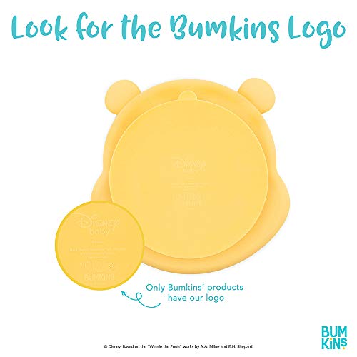 Bumkins Disney Toddler and Baby Suction Plate, Silicone Grip Dish, Baby Led Weaning, Kids Feeding Supplies, Non Skid Sticky Bottom, Platinum Silicone, for Children Ages 6 Months Up, Toy Story Alien