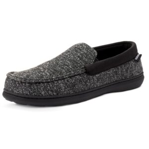 rockdove men's silvadur tweed memory foam moc slipper, size 9 us men, black