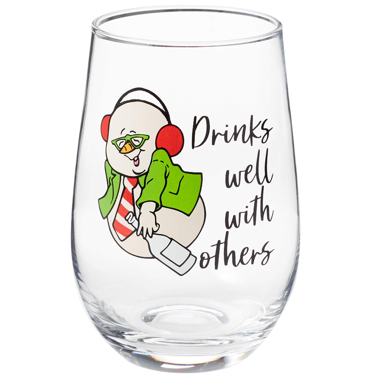 Department 56 Snowpinions Drinks Well with Others Wine Glass, 15 Ounce, Clear