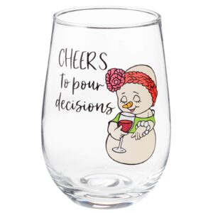 department 56 snowpinions cheers to pour decisions wine glass, 15 ounce, clear